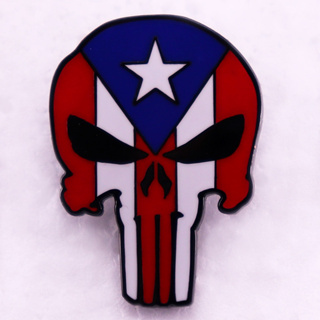Puerto Rican เข็มกลัด รูปธงหัวกะโหลก เครื่องประดับ สําหรับเก็บสะสม