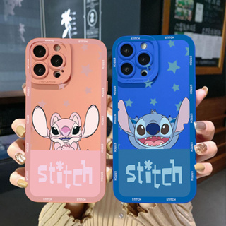 เคสโทรศัพท์มือถือ ขอบสี่เหลี่ยม ลาย Stitch น่ารัก สําหรับ iPhone 14 Plus 13 Pro Max 12 iPhone 11 XR 8 7 SE 2022