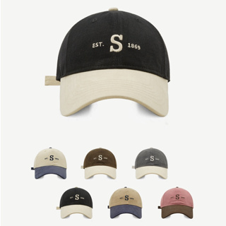 หมวกเบสบอล ปักลายตัวอักษร S ขนาดเล็ก สีตัดกัน สไตล์เกาหลี แนวสตรีท แฟชั่นสําหรับผู้ชาย และผู้หญิง