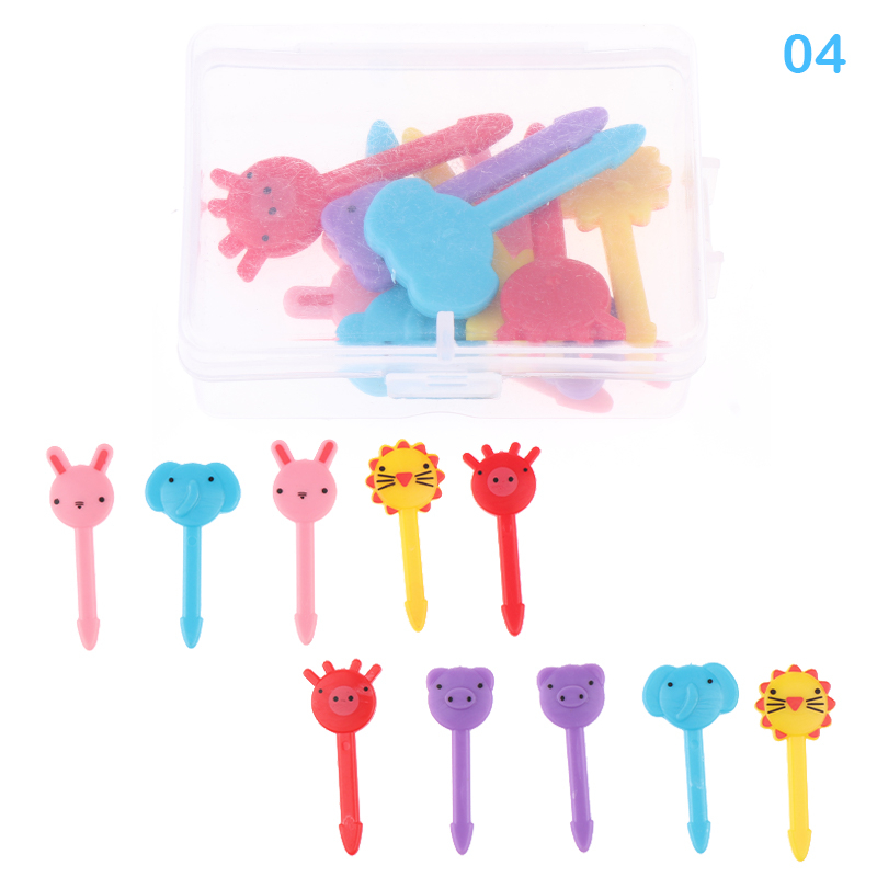 fireflower-8-10-pcs-box-children-cartoon-fruit-fork-animal-fruit-plastic-fork