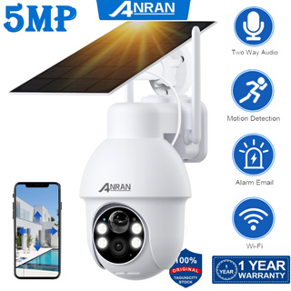 Anran กล้องวงจรปิดไร้สาย พลังงานแสงอาทิตย์ 5MP 360 องศา สําหรับกลางแจ้ง° กล้องวงจรปิด PIR ใช้แบตเตอรี่ 2.4G WiFi เวอร์ชั่นกลางคืน สีเสียง 2 ทาง ไม่มีการ์ด SD