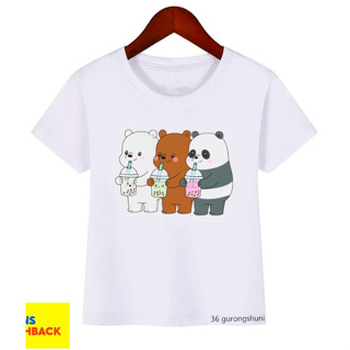 เสื้อยืด พิมพ์ลายการ์ตูนหมีน่ารัก แฟชั่นฤดูร้อน สไตล์ฮาราจูกุ สําหรับเด็กผู้หญิง