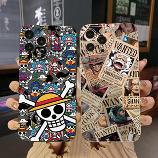 เคสป้องกันโทรศัพท์มือถือ ขอบสี่เหลี่ยม พิมพ์ลาย One Piece สําหรับ Samsung Galaxy S23 Ultra S23+ A24 A04E A04 4G A14 A34 A54 5G A11 A50 M12