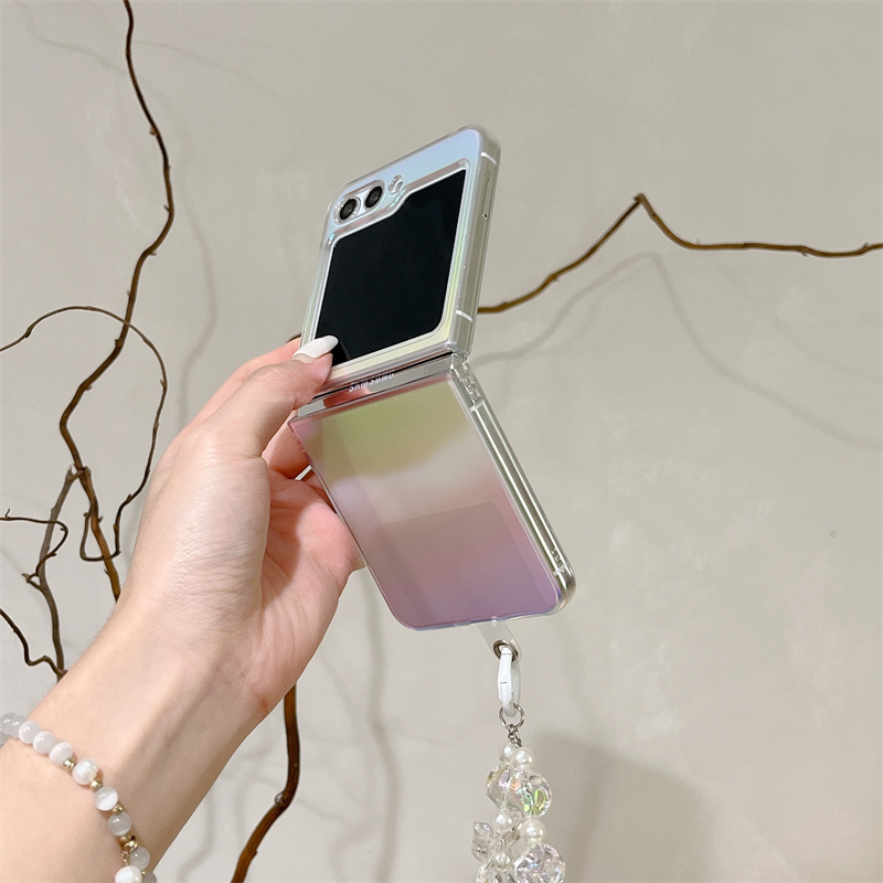 เคสโทรศัพท์มือถือแบบแข็ง-กันกระแทก-พร้อมสายโซ่คล้อง-หลากสี-สําหรับ-samsung-galaxy-z-flip-5-z-flip-3-5g-flip-4