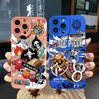 เคสโทรศัพท์มือถือ ขอบสี่เหลี่ยม ลายโจรสลัด One Piece Pirate King สําหรับ iPhone 14 Plus 13 Pro Max 12 iPhone 11 XR 8 7 SE 2022