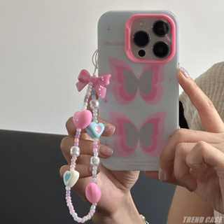 เคสโทรศัพท์มือถืออะคริลิค แบบนิ่ม ลายผีเสื้อ สีชมพู กันกระแทก สําหรับ iPhone 14 13 12 11 Pro Max