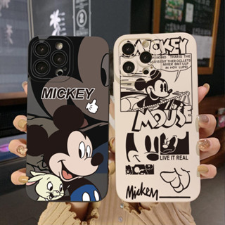 เคสป้องกันโทรศัพท์มือถือ ขอบสี่เหลี่ยม ลายมิกกี้เมาส์ สําหรับ iPhone 14 Plus 13 Pro Max 12 iPhone 11 XR 8 7 SE 2022