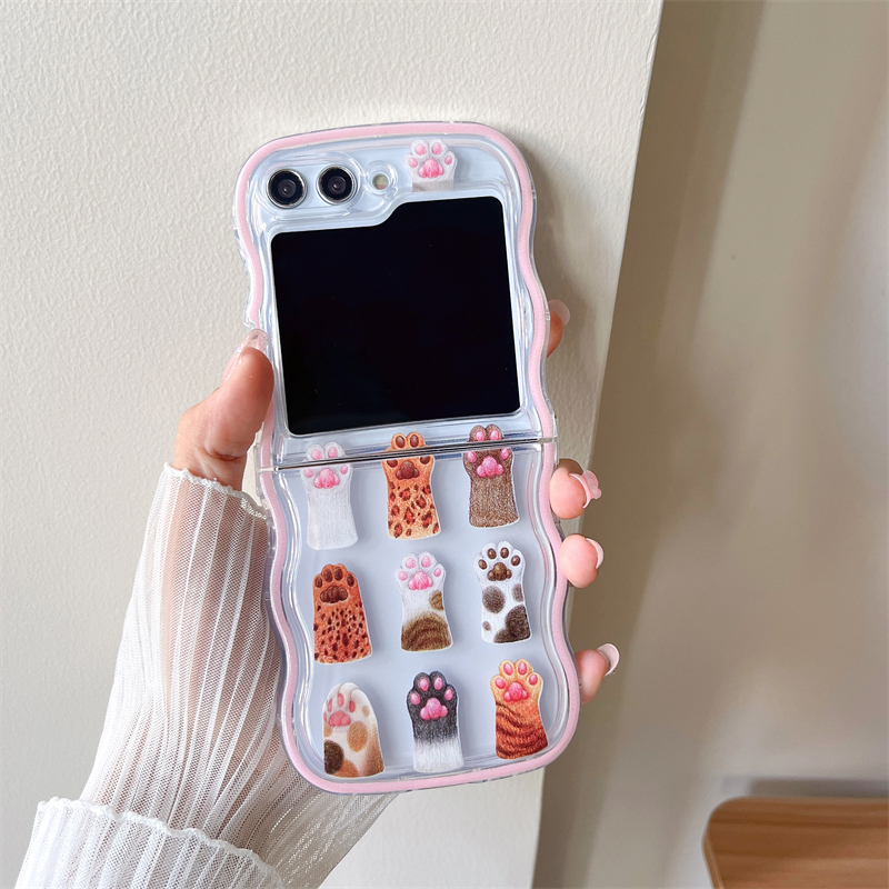 เคสโทรศัพท์มือถือแบบนิ่ม-กันกระแทก-ลายการ์ตูนแมวน่ารัก-พร้อมสายโซ่คล้อง-สําหรับ-samsung-galaxy-z-flip5-flip5-z-flip-3-flip-4-5g
