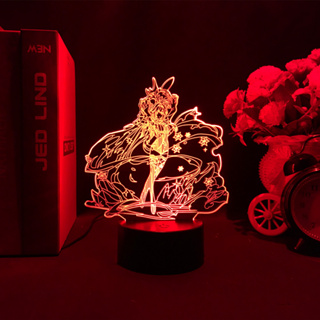 Genshin โคมไฟกลางคืน Led รูปอนิเมะ Eula 3D ของขวัญวันเกิด สําหรับตกแต่งบ้าน ข้างเตียง เพื่อน