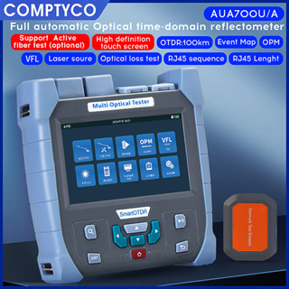 Comptyco AUA700U/A OTDR เครื่องทดสอบแสงไฟเบอร์ออปติก 100 กม. 1310 1550nm โหมดเดียว วัดค่าแสงอัตโนมัติ 9-in-1