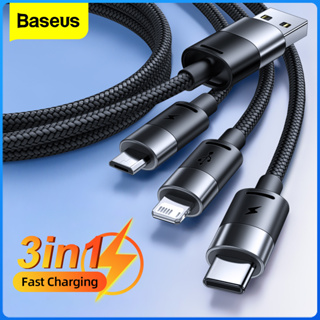 Baseus 3 in 1 สายชาร์จเร็ว 3.5A Type-C Micro USB Type C Date Cable 3 in1 สายเคเบิล Micro USB สําหรับ iPhone