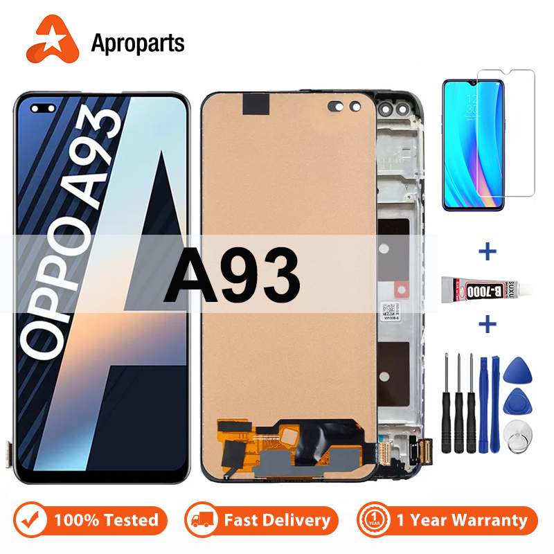 หน้าจอสัมผัสดิจิทัล LCD พร้อมกรอบ แบบเปลี่ยน สําหรับ OPPO A93 4G ...