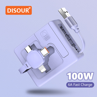 Disour 3 IN 1 สายชาร์จเร็ว 100W 6A Type-C สายชาร์จ USB สําหรับ Micro USB-C 8Pin