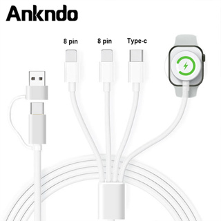 Ankndo 4 in 2 ที่ชาร์จนาฬิกาข้อมือไร้สาย USB Type-C สําหรับ i(Watch) 8 7 SE 6 5 4 3 2 Series 45 มม. 44 มม. 42 มม. 41 มม. 40 มม.