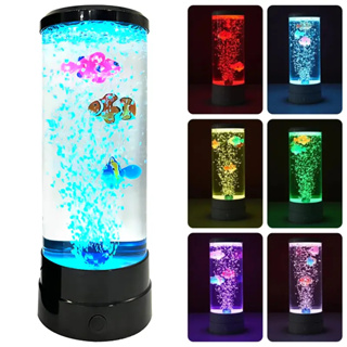 โคมไฟตั้งโต๊ะ LED รูปปลา เปลี่ยนสีได้ หลากสีสัน สําหรับตกแต่งตู้ปลา