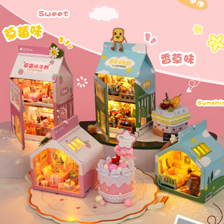 Cutebee บ้านตุ๊กตาไม้ 3D พร้อมไฟ LED DIY ของเล่นสําหรับเด็ก