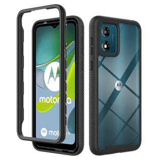 เคสโทรศัพท์มือถือ PC แข็ง ขอบซิลิโคนนิ่ม ใส กันกระแทก สําหรับ Motorola Moto E13 W5
