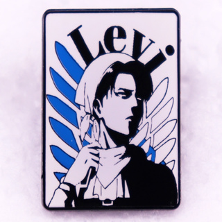 เครื่องประดับ เข็มกลัด รูปการ์ตูนอนิเมะ Attack on Titan Levi Ackerman Enamel Pin สไตล์ญี่ปุ่น สําหรับเด็กผู้ชาย