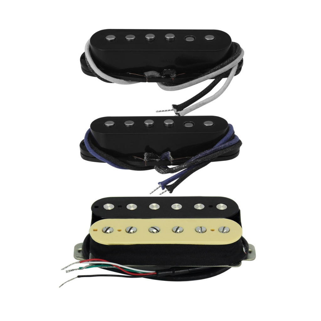 FLEOR Vintage Single Coil Pickups Set Pastilla de puente y cuello negro ( 50mm / 55mm) Imán Alnico 5 para piezas de guitarra estilo TL TE