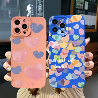 เคสโทรศัพท์มือถือ ขอบสี่เหลี่ยม ลายหัวใจ สวยงาม สําหรับ iPhone 14 Plus 13 Pro Max 12 iPhone 11 XR 8 7 SE 2022