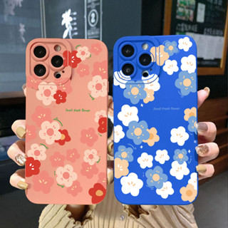 เคสโทรศัพท์มือถือ ขอบสี่เหลี่ยม ลายดอกไม้ สําหรับ iPhone 14 Plus 13 Pro Max 12 iPhone 11 XR 8 7 SE 2022