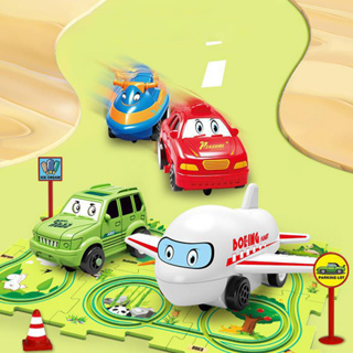 รถติดตามอัตโนมัติสำหรับเด็กสร้างตัวต่อจิ๊กซอว์รถของเล่นปริศนาติดตามรถ DIY ประกอบรถยนต์ไฟฟ้า