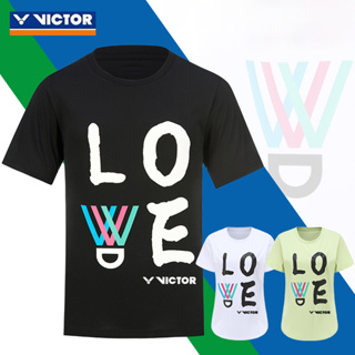 Victor 2023 ใหม่ เสื้อกีฬาแบดมินตัน แข่งขัน แขนสั้น สําหรับผู้ชาย และผู้หญิง