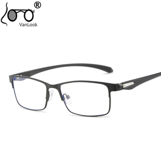 แว่นตาออปติคอล สเตนเลส ป้องกันแสงสีฟ้า ป้องกันรังสี UV400 สไตล์นักธุรกิจ สําหรับผู้ชาย และผู้หญิง
