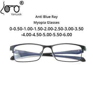 แว่นตาสายตาสั้น สเตนเลส โลหะ ป้องกันรังสี UV400 ป้องกันแสงสีฟ้า สไตล์นักธุรกิจ สําหรับผู้ชาย และผู้หญิง