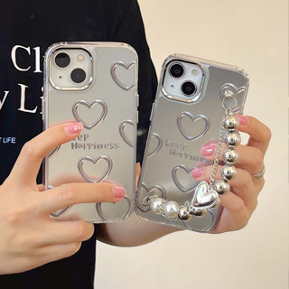 เคสโทรศัพท์มือถือแบบแข็ง ชุบเงิน กันกระแทก ลายหัวใจน่ารัก หรูหรา สําหรับ iPhone 11 13 14PROMAX 12PROMAX 13PROMAX