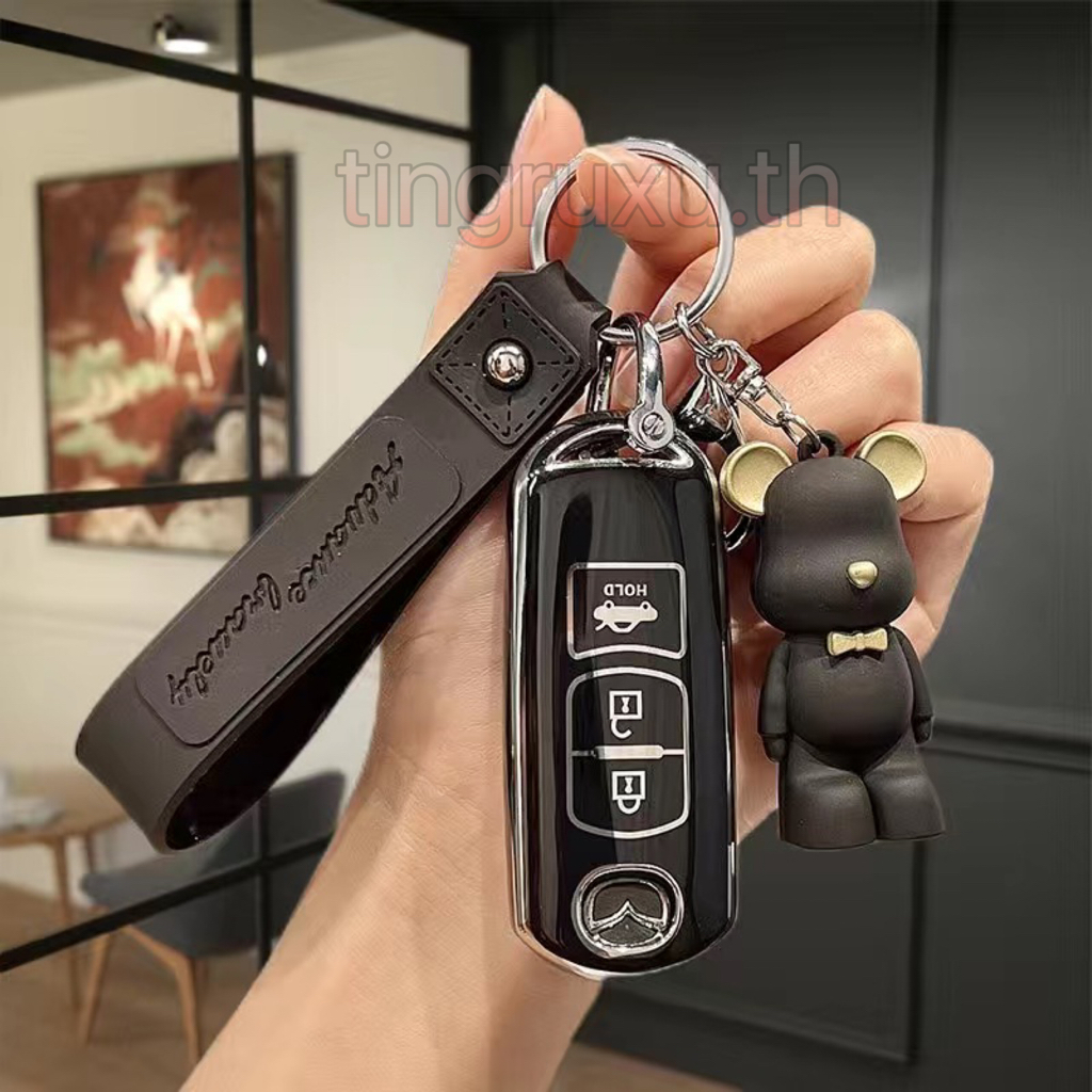 mazda key case เคสกุญแจรีโมทรถยนต์ แบบหนัง โลหะ สําหรับ Mazda mazda2 ...