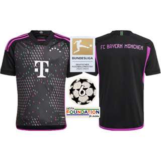 เสื้อกีฬาแขนสั้น ลายทีมฟุตบอล Bayern Munich AWAY ไซซ์ S - 2XL สําหรับผู้ชาย 2023-24