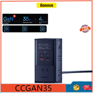 Baseus ซ็อกเก็ตจอแสดงผลดิจิทัล 35W อัจฉริยะ หลายพอร์ต ชาร์จเร็ว USB ปลั๊กบอร์ด 35W CCGAN35 สําหรับสํานักงาน