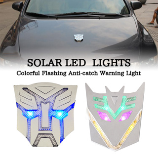 สติกเกอร์ตราสัญลักษณ์ LED พลังงานแสงอาทิตย์ หลากสีสัน สําหรับติดตกแต่งรถยนต์ 1 ชิ้น