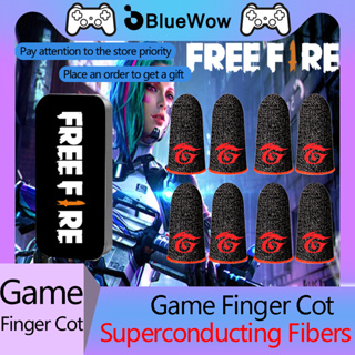 Bluewow Exclusive - ถุงมือเล่นเกม ไฟเบอร์ สีเงิน โลโก้ Ga.re.na สีแดง ป้องกันเหงื่อ สําหรับเล่นเกม Free.Fire