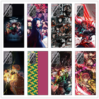 เคสโทรศัพท์มือถือกระจกนิรภัย แบบแข็ง กันกระแทก ลายการ์ตูนอนิเมะ Demon Slayer: Kimetsu No Yaiba สําหรับ Samsung Galaxy A73 5g A72