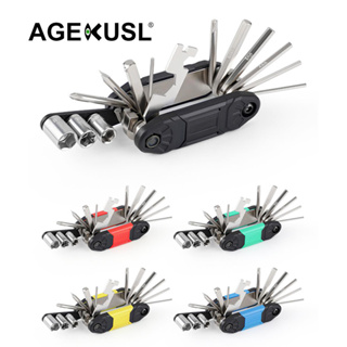 Agekusl ชุดเครื่องมือประแจไขควง อเนกประสงค์ แบบพกพา สําหรับซ่อมแซมจักรยาน 16 In 1