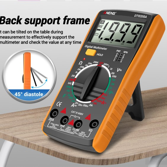 Dt-9205A มัลติมิเตอร์ดิจิตอล 9205A หน้าจอ Lcd ความถี่ O4W0 G2O1 ...