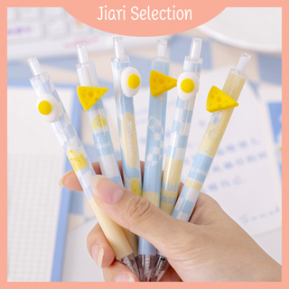 Jiari Selection  [✨สินค้าใหม่✨] ข้อเสนอสุดพิเศษ  Kawaii  ปากกาเจล 0.7 มม. แห้งเร็ว ลายการ์ตูนไข่ ชีสน่ารัก สีดํา สําหรับโรงเรียน สํานักงาน เครื่องเขียน