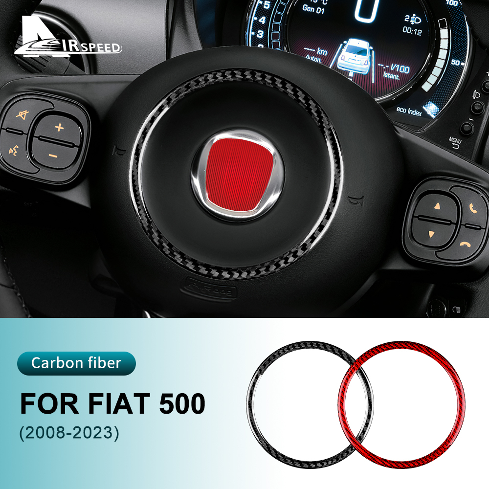 กรอบพวงมาลัยรถยนต์-คาร์บอนไฟเบอร์-สําหรับ-fiat-500-2008-2023