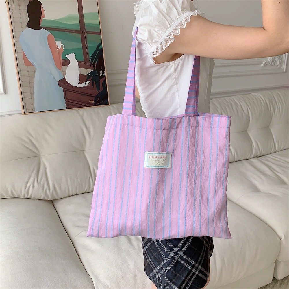 bentoy-milkjoy-กระเป๋าสะพายไหล่-กระเป๋าถือ-ผ้าแคนวาส-ความจุขนาดใหญ่-สีพื้น-แฟชั่นสําหรับนักเรียน