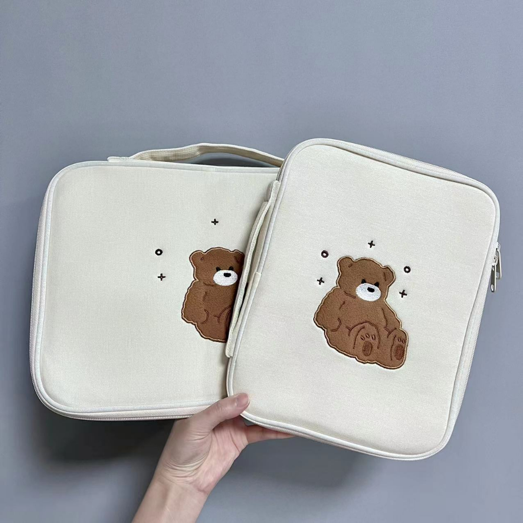 กระเป๋าใส่แล็ปท็อป-แท็บเล็ต-pc-ปักลายสัตว์-หมี-สไตล์เกาหลี-สําหรับ-9-7-11-13-3-นิ้ว