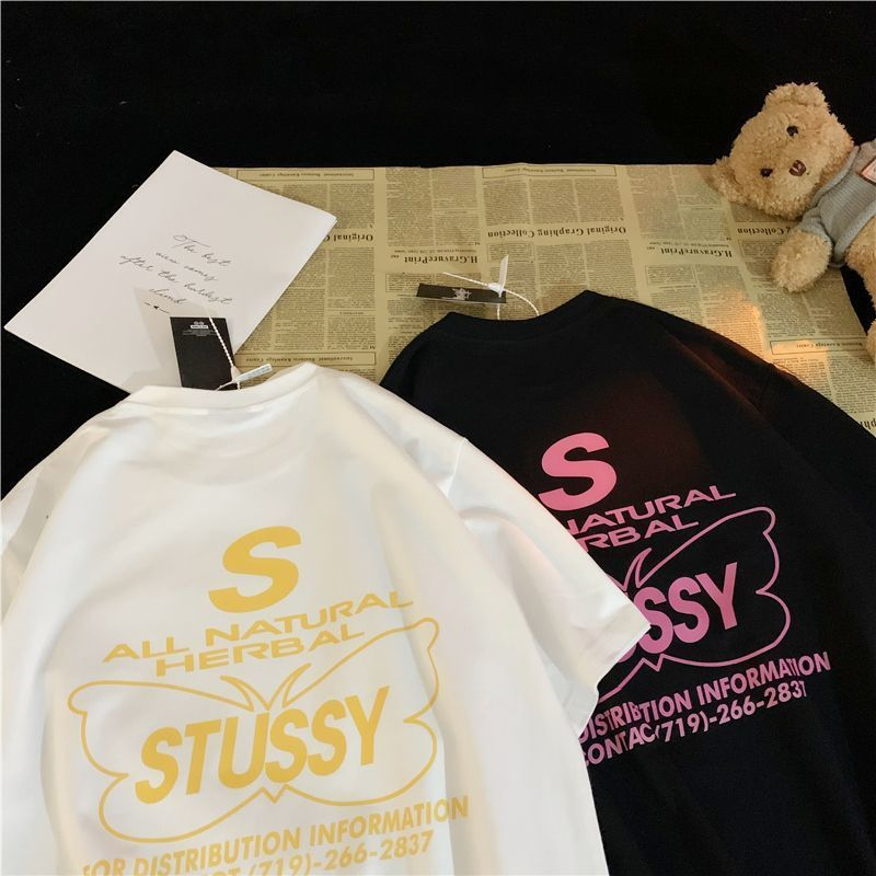 stussy-เสื้อยืดแขนสั้น-ทรงหลวม-สไตล์คลาสสิก-สําหรับผู้ชาย-และผู้หญิง