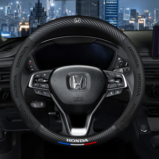 ปลอกหุ้มพวงมาลัยรถยนต์ คาร์บอนไฟเบอร์ เส้นผ่าศูนย์กลาง 14.9 นิ้ว สําหรับ Honda Dio Fit3 Rd1 Civic Binzhi XRV CRV Accord