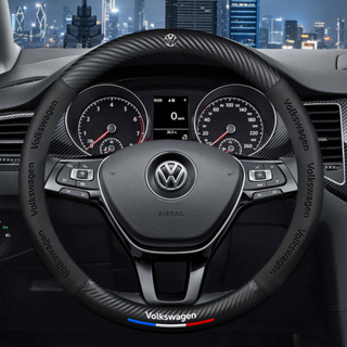 ปลอกหนังหุ้มพวงมาลัยรถยนต์ คาร์บอนไฟเบอร์ 14.9 นิ้ว กันลื่น สําหรับ VW Volkswagen Jetta MK5 Golf Passat 3B7 601 171 1 ชิ้น