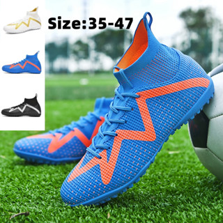 Falcon22 TF Football Boots กีฬากลางแจ้งมืออาชีพรองเท้าฟุตบอลสําหรับผู้ชายและผู้หญิง Size: 35-47