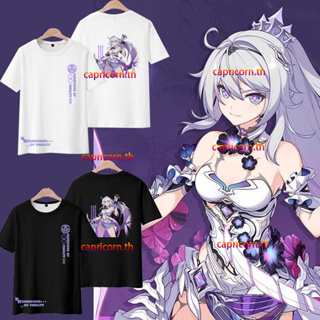 ใหม่ เสื้อยืดแขนสั้น พิมพ์ลายอนิเมะ Honkai Impact 3 Kiana Kaslana 3D ทรงหลวม สไตล์ญี่ปุ่น แฟชั่นสําหรับผู้ชาย และผู้หญิง