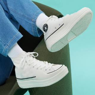 Con&amp;0overse Chuck Taylor All Star Construct รองเท้าผ้าใบลําลอง ส้นหนา สีขาว 1970s -2451