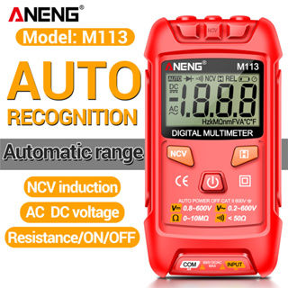 Aneng M113 เครื่องทดสอบมัลติมิเตอร์ แบบพกพา 1999 Counts Mini CAT II 600V AC DC