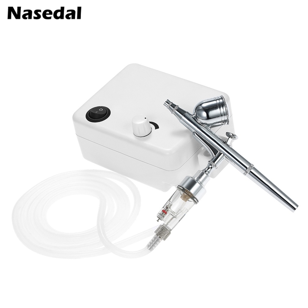 Nasedal Dual Action Airbrush Compressor Kit 0.3mm Sprayer Air Brush for